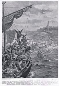 Une attaque des Danois en Irlande vers 795 après J.-C., années 1920
